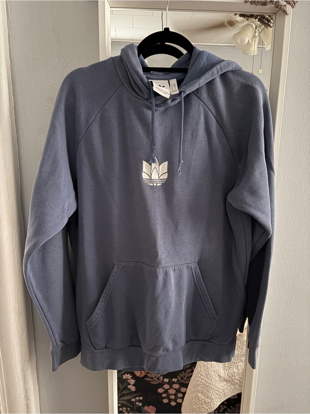 adidas Trefoil Pullover Hoodie in Dusty Blue